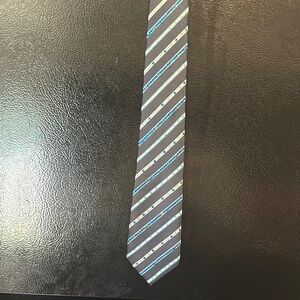 Classic Gray and Blue Striped Silk Tie